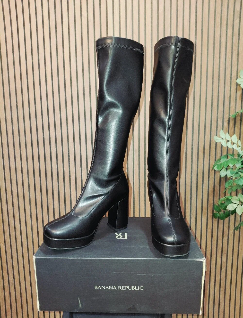 Black Platform Knee-High Boots Edgy Modern Mod